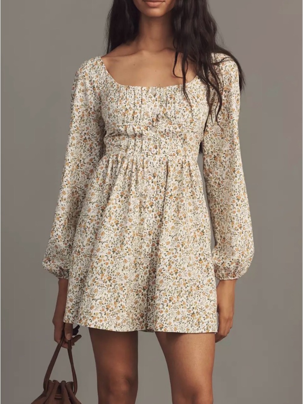 By Anthropologie Long-Sleeve Corset A-Line Mini Dress NWT